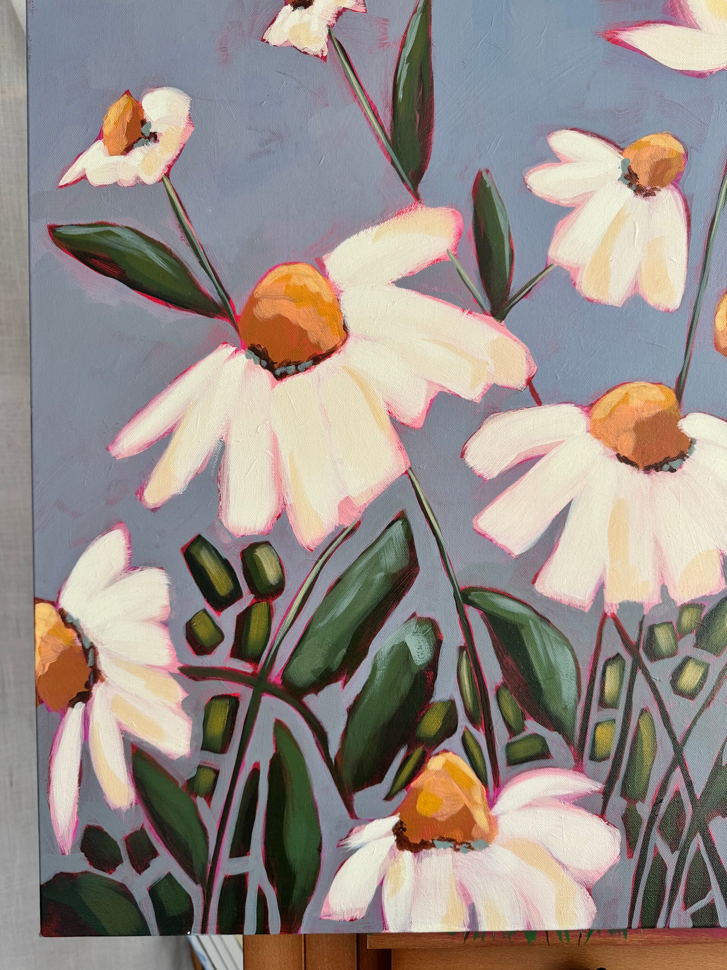 Golden Hearts Original Acrylic Floral Painting 30”x30”