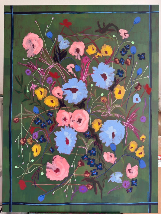 For Reasons I Can’t Quite Explain Original Acrylic Floral Painting 48”x36”