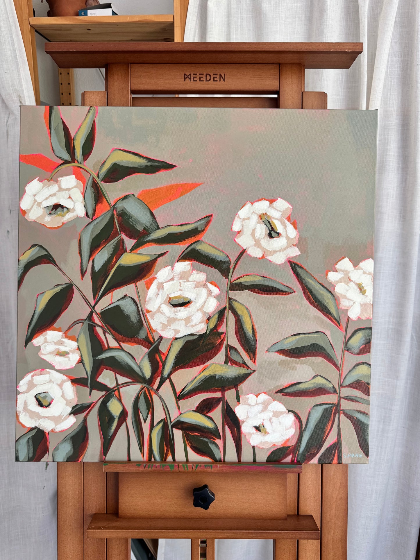 Ashes Growing Wild Original Acrylic Floral Painting 24”x24”