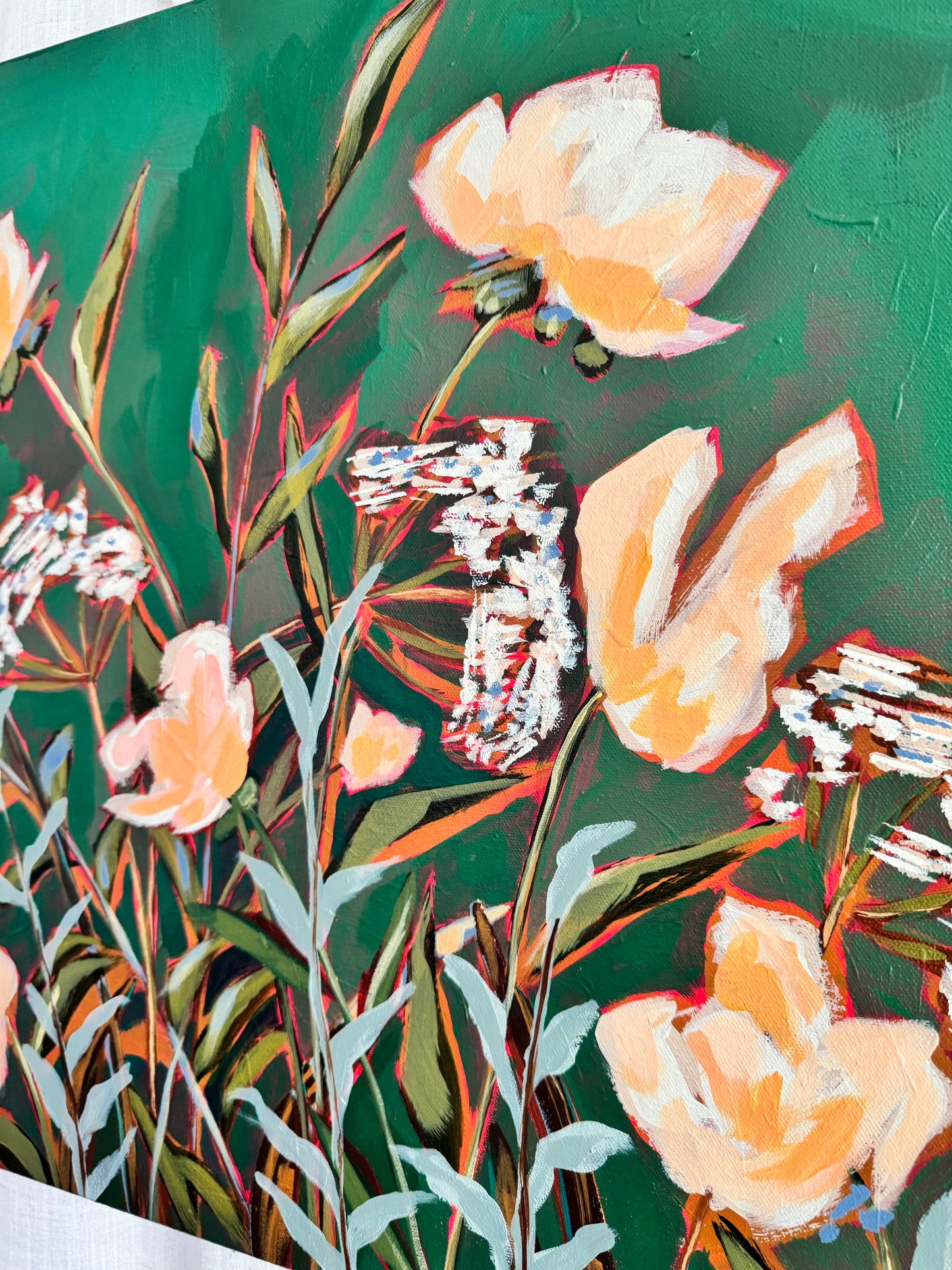 All the Colors You Left Behind Original Acrylic Floral Painting 20”x20”