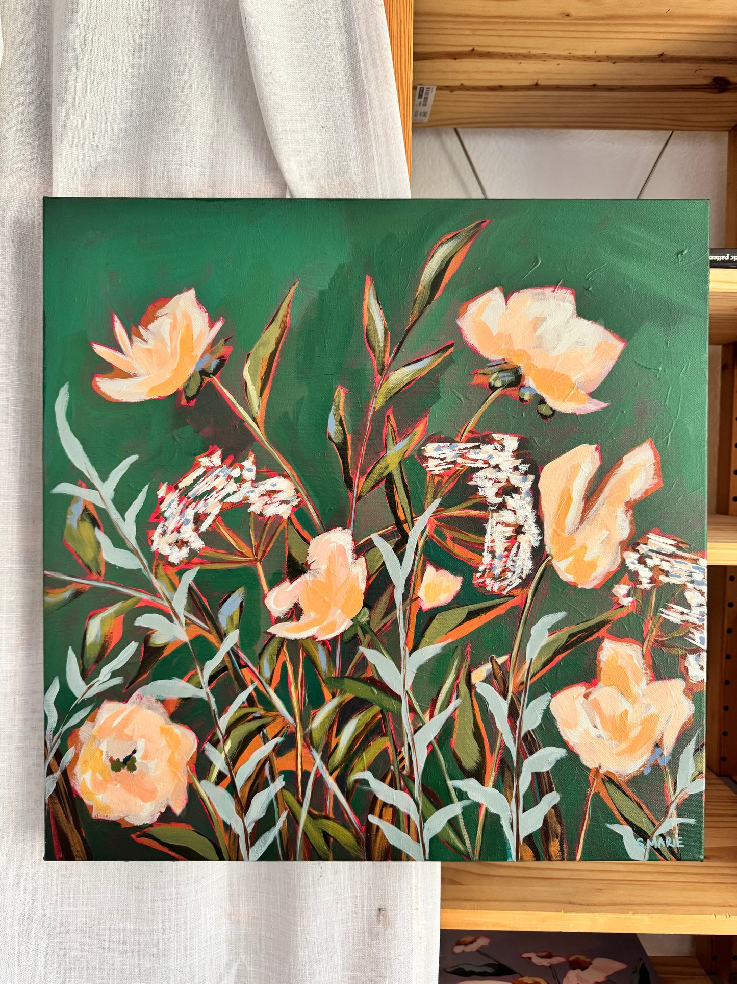 All the Colors You Left Behind Original Acrylic Floral Painting 20”x20”
