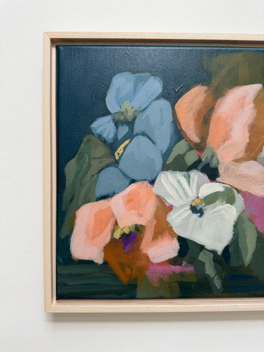 We Left the Garden Lights On Original Acrylic Floral Painting 12”x12”
