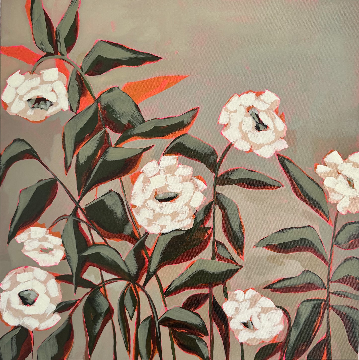 Ashes Growing Wild Original Acrylic Floral Painting 24”x24”