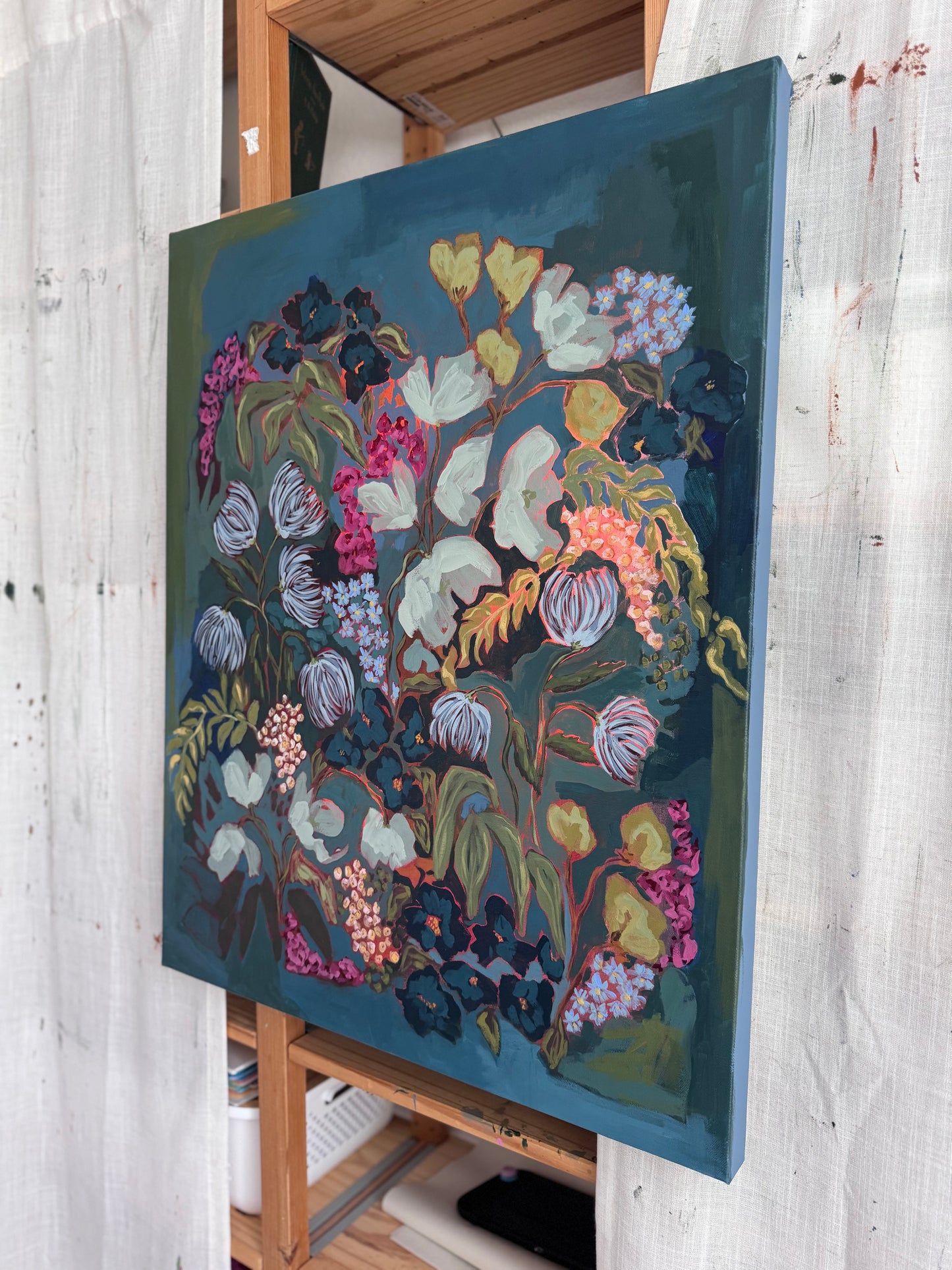 Just Before the Fireflies Original Acrylic Floral Painting 24”x30”