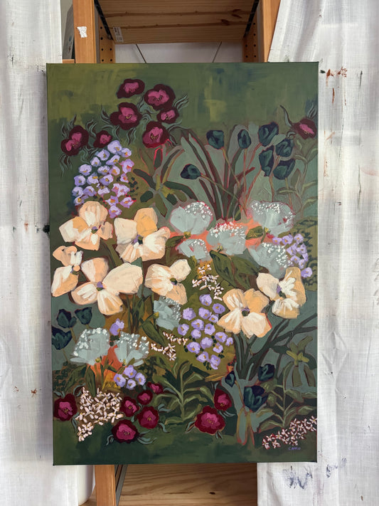 Mayhem Original Acrylic Floral Painting 24”x36”
