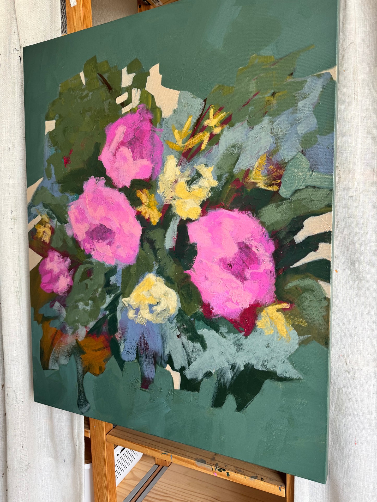 Broken Bloom Original Acrylic Floral Painting 24”x30”