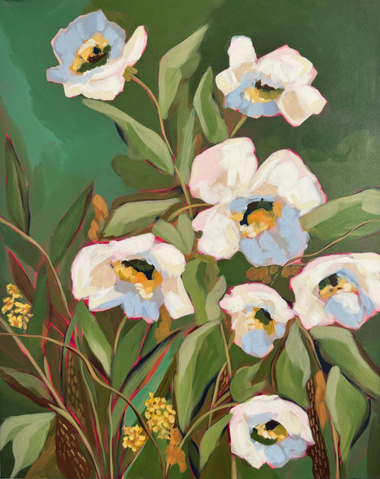 Verdant Still Original Acrylic Floral Painting 24”x30”