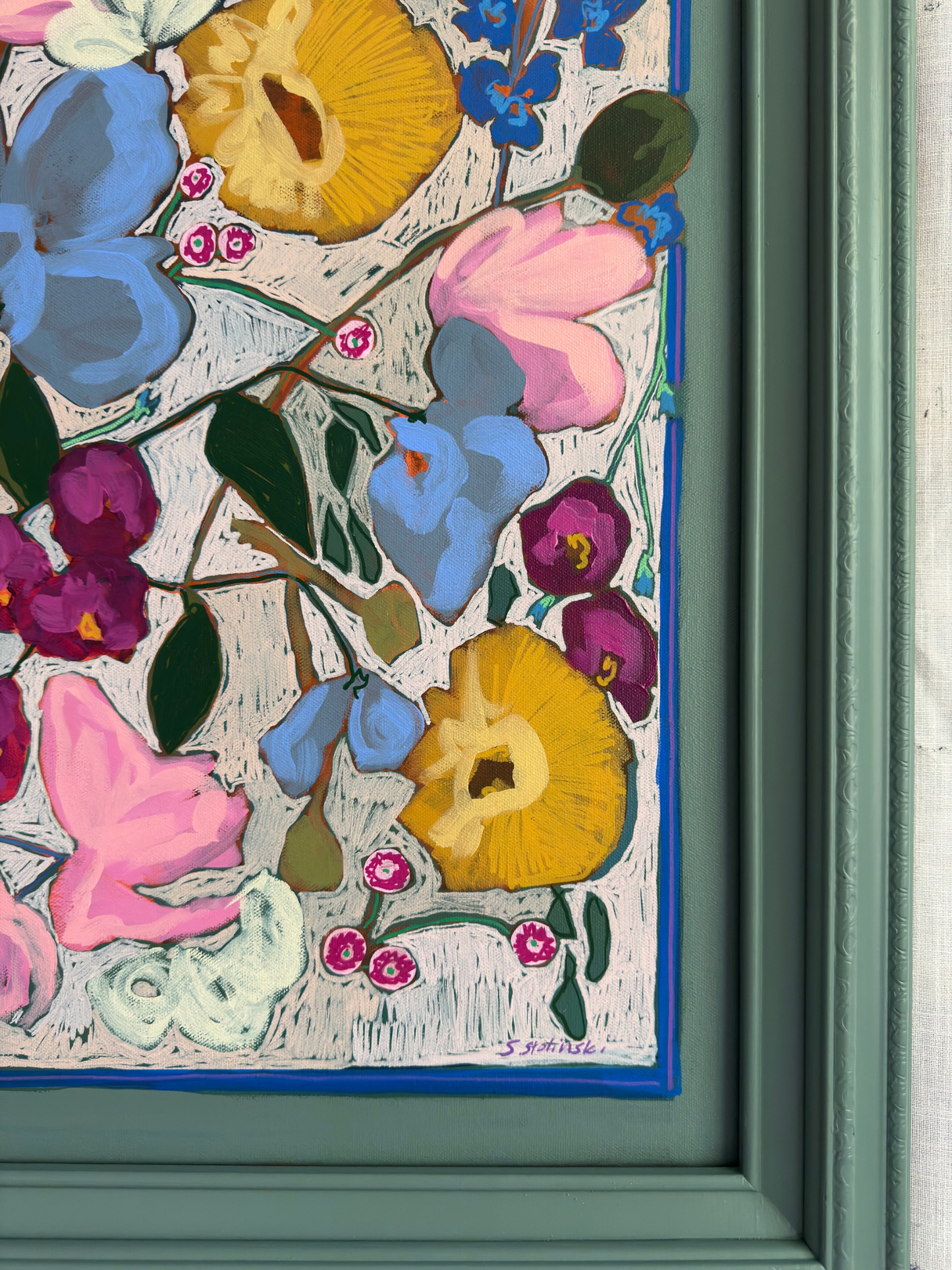 The Secret Index Original Acrylic Floral Painting 29.5”x41.5”