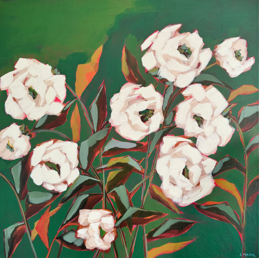Song of the Garden Original Acrylic Floral Painting 24”x24”
