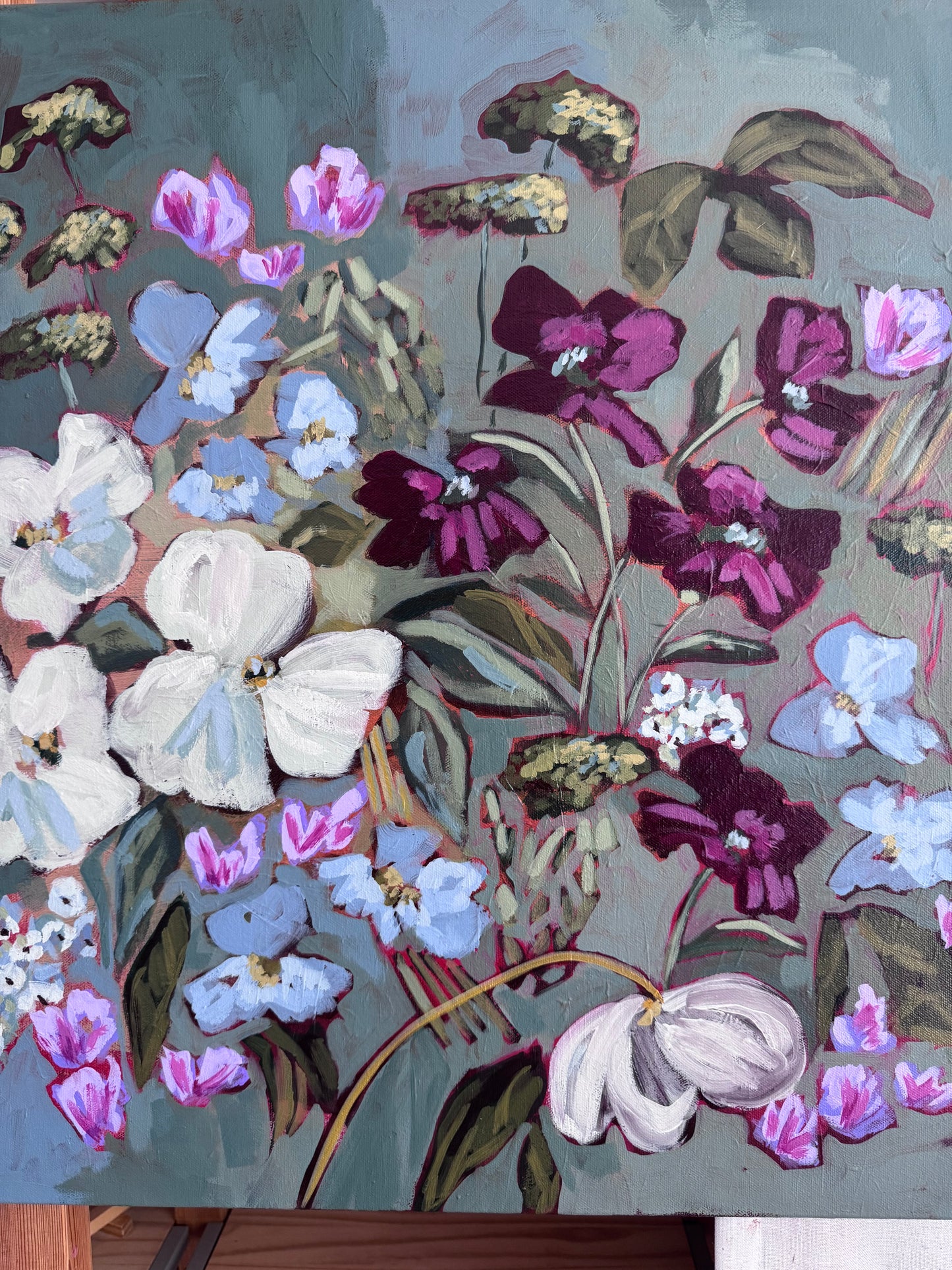 The Neighborhood Watch Original Acrylic Floral Painting 24”x24”