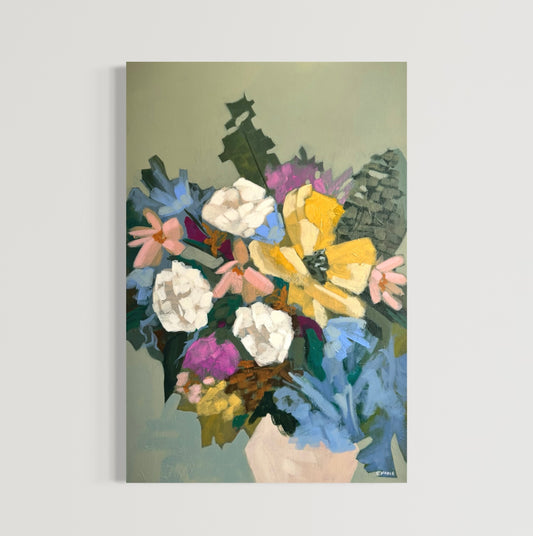 Blue Skies Original Acrylic Floral Painting 24”x36”