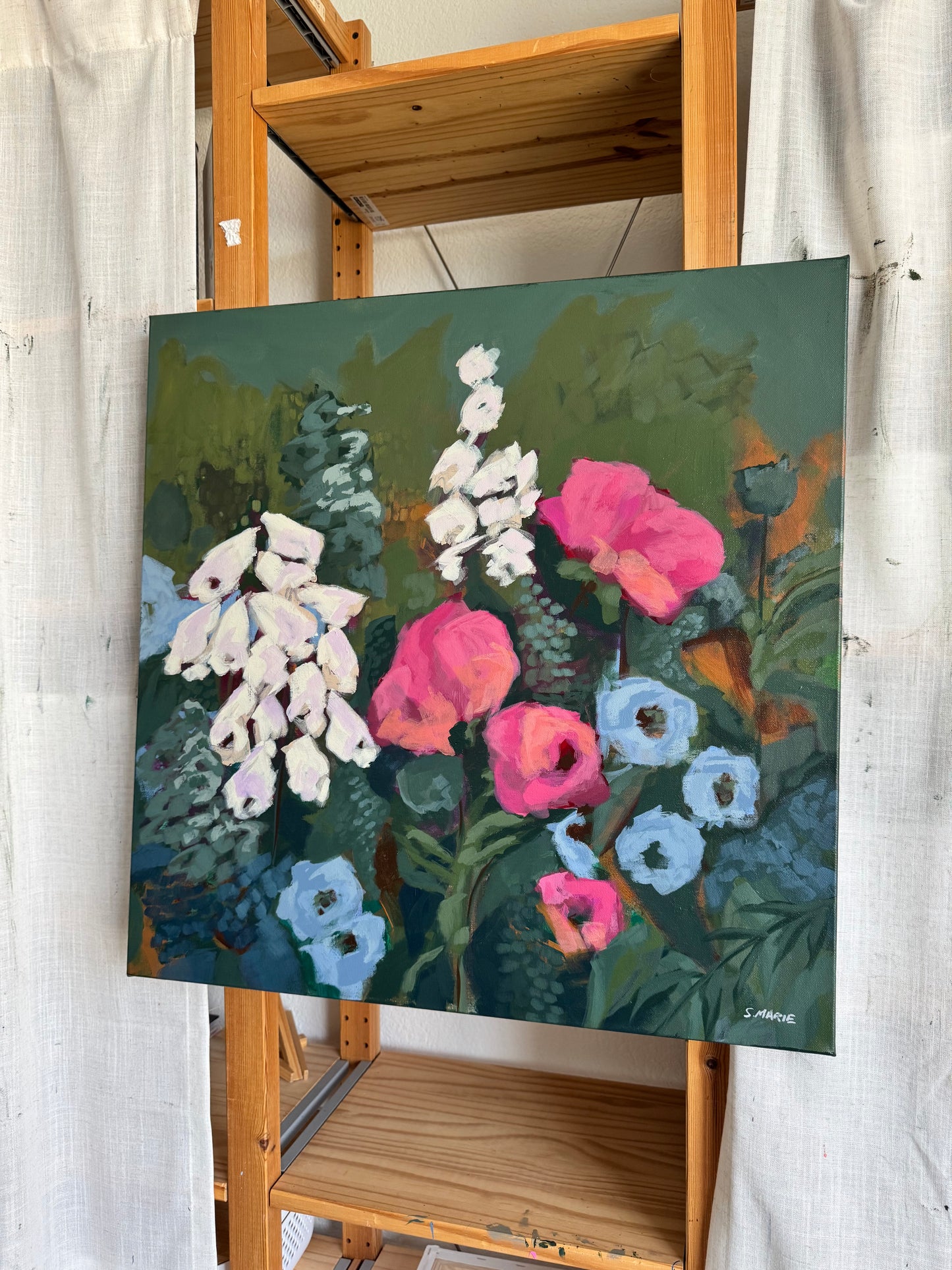 February’s Favor Original Acrylic Floral Painting 24”x24”
