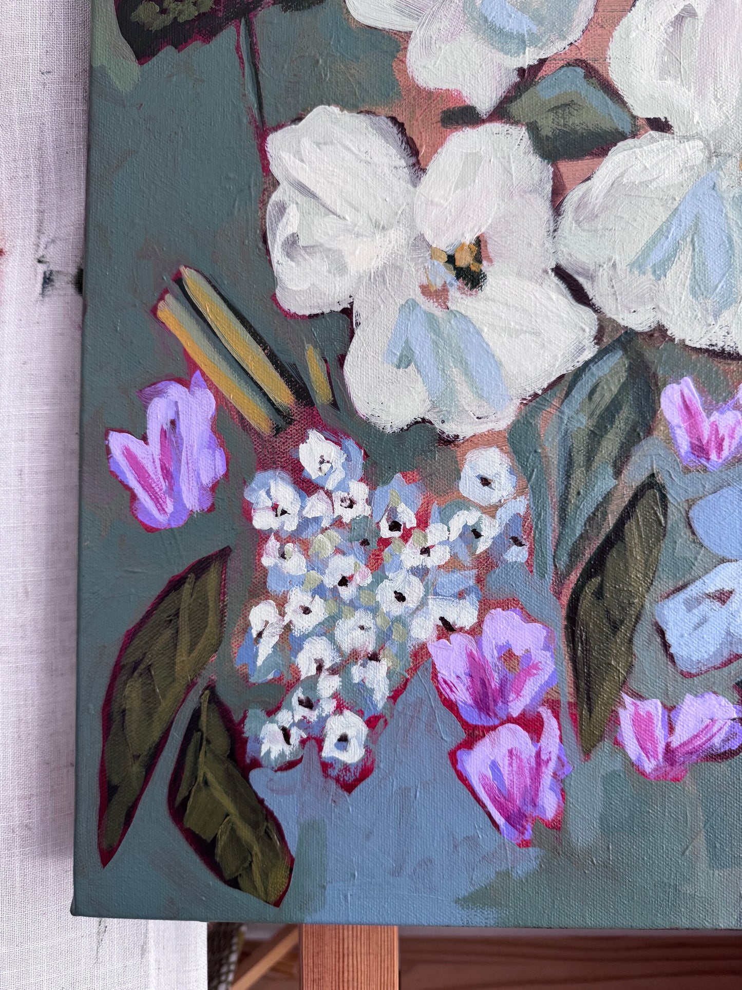 The Neighborhood Watch Original Acrylic Floral Painting 24”x24”