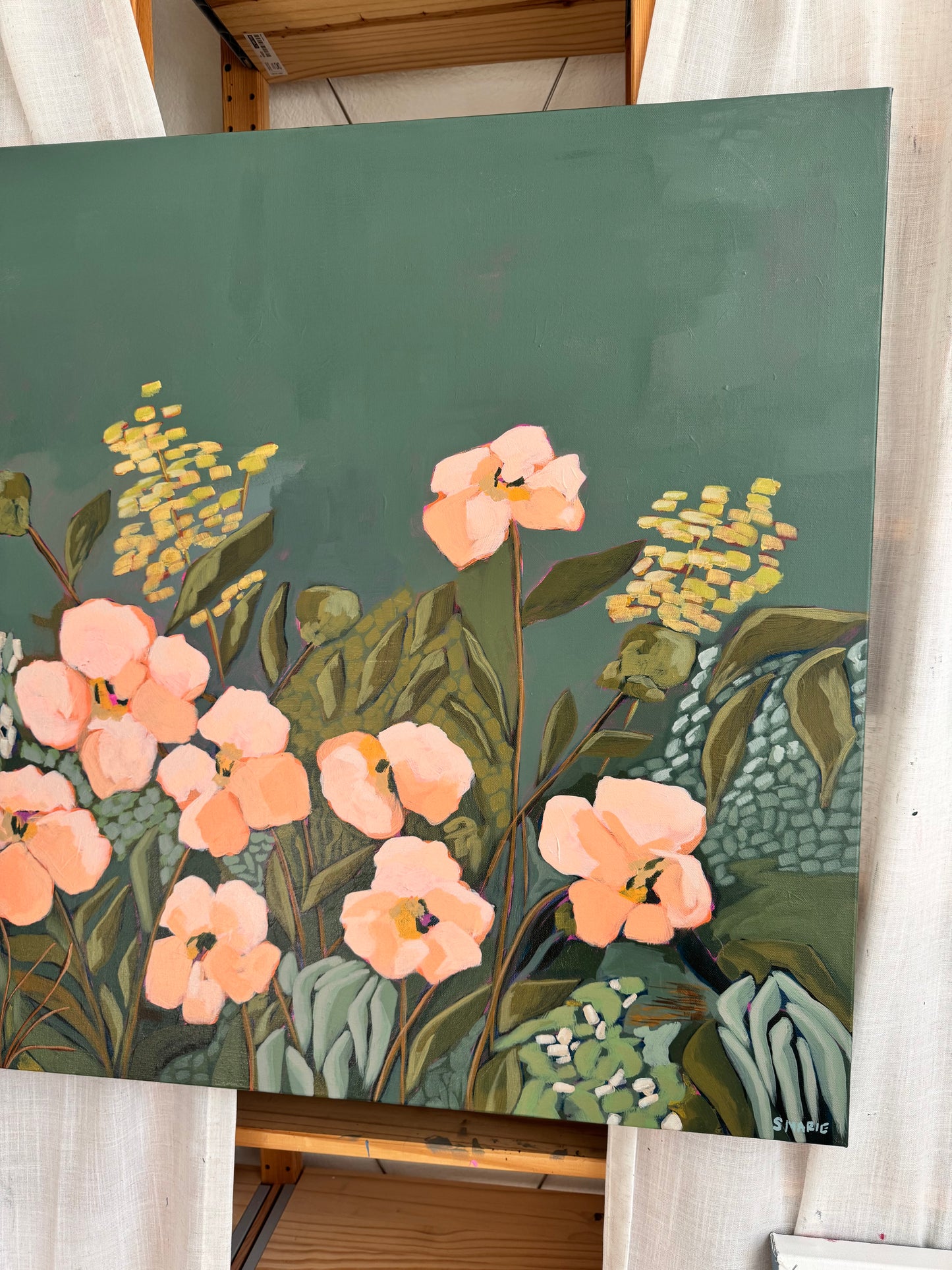 Aftertone Original Acrylic Floral Painting 30”x30”