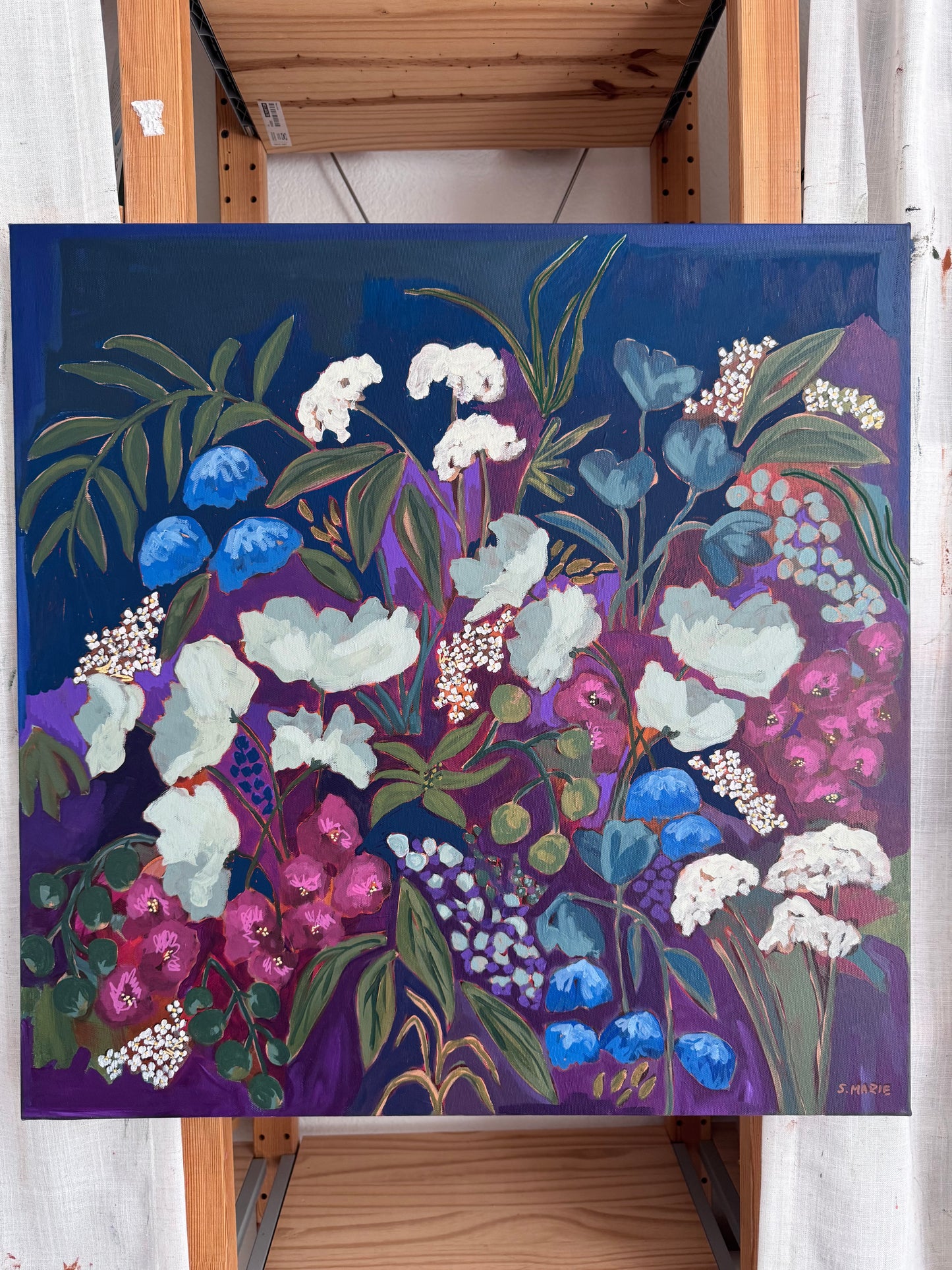 A Map for Lost Daydreams Original Acrylic Floral Painting 24”x24”