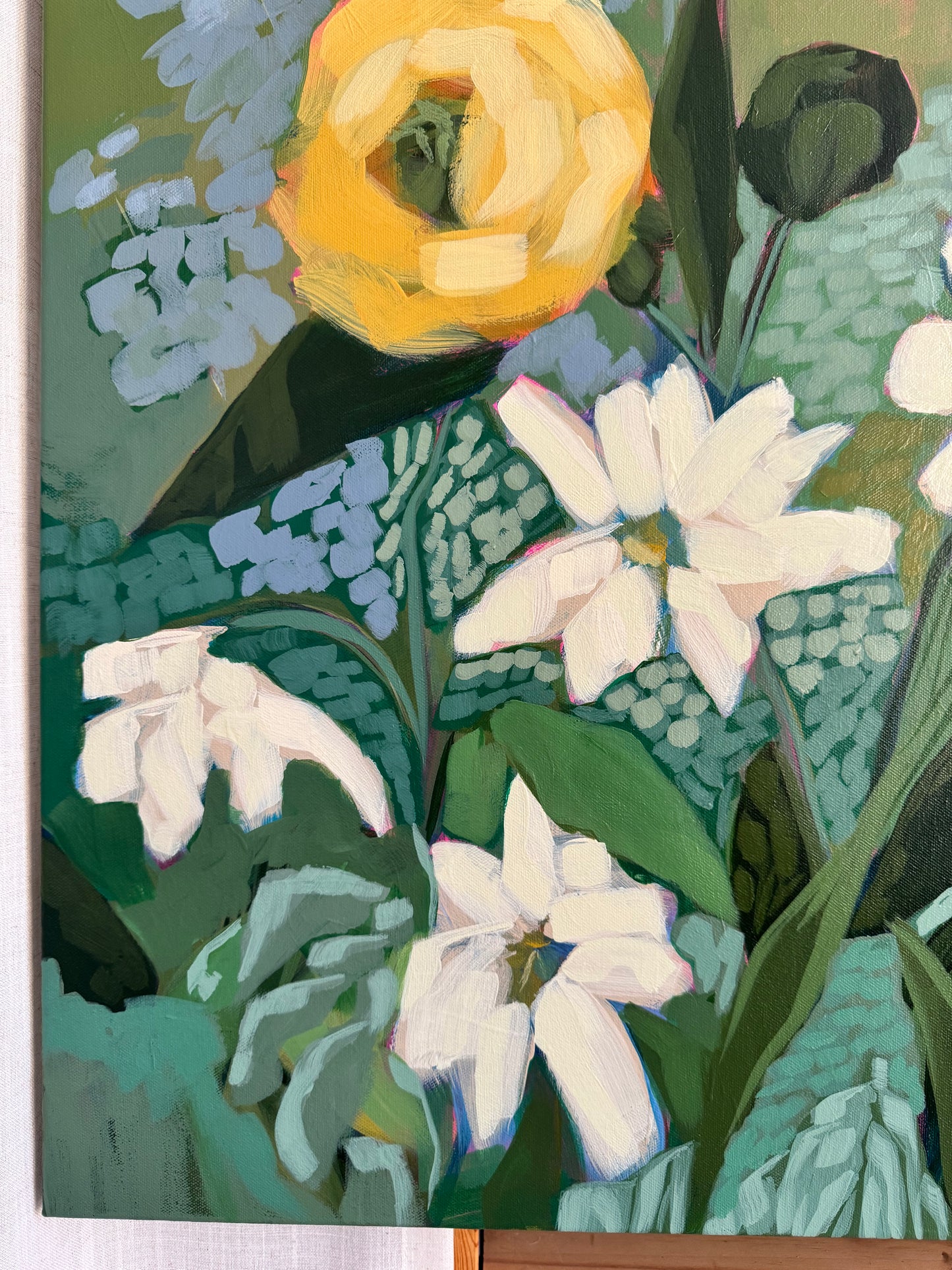 Across the Meadow Original Acrylic Floral Painting 30”x30”