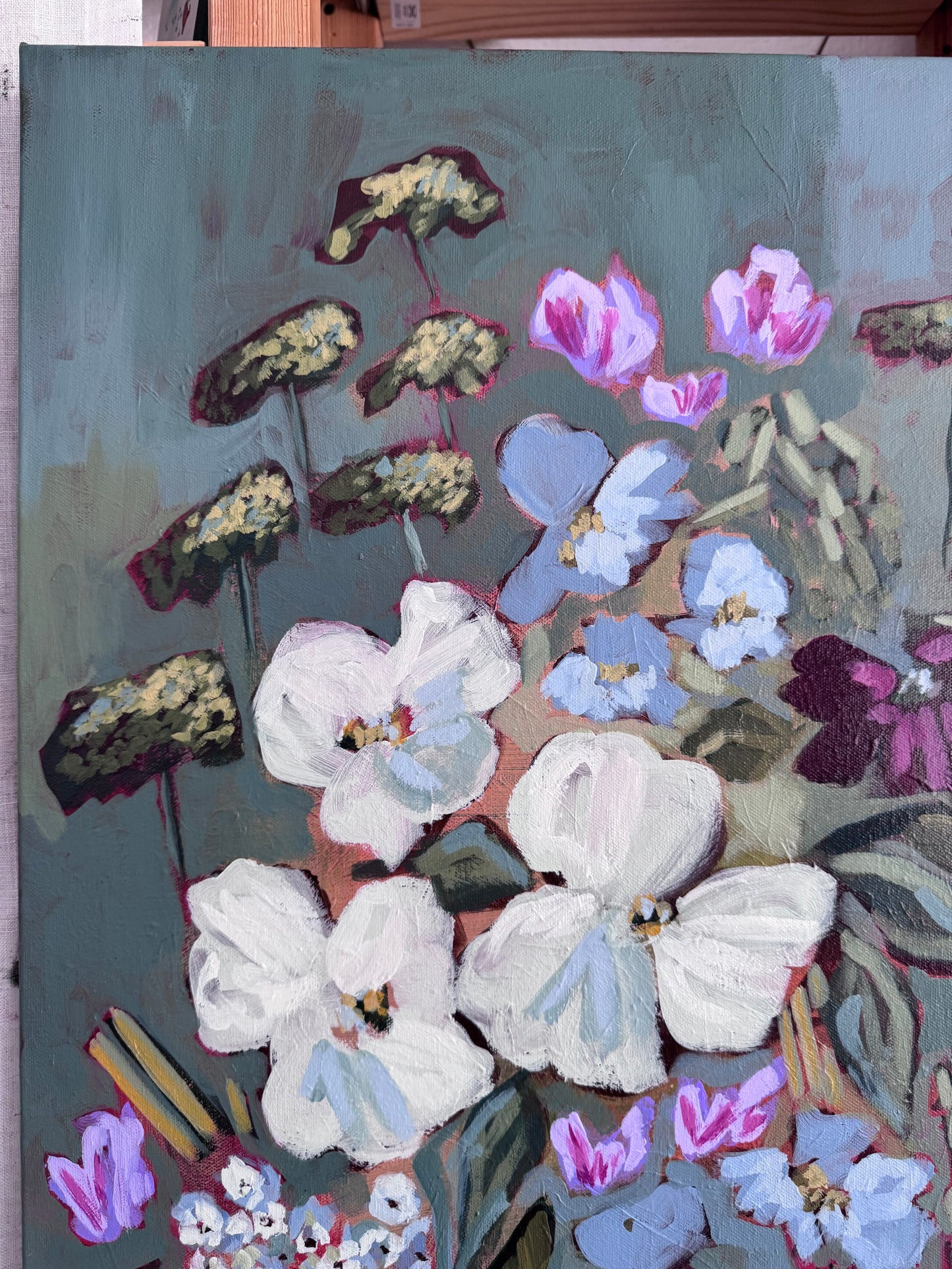 The Neighborhood Watch Original Acrylic Floral Painting 24”x24”