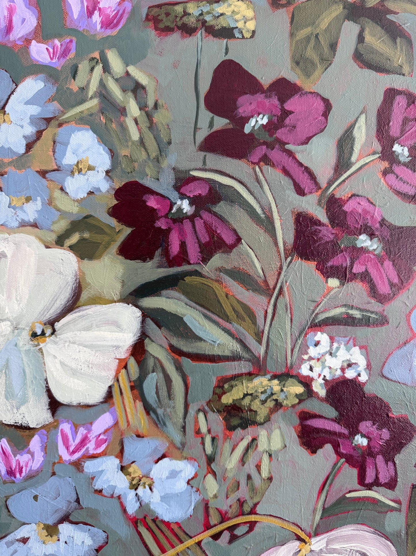 The Neighborhood Watch Original Acrylic Floral Painting 24”x24”