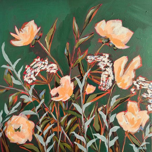 All the Colors You Left Behind Original Acrylic Floral Painting 20”x20”