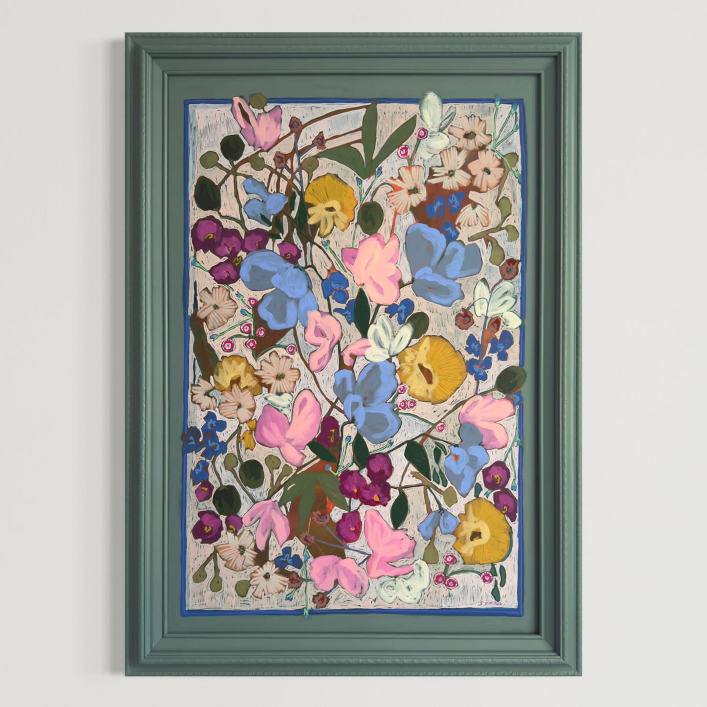 The Secret Index Original Acrylic Floral Painting 29.5”x41.5”