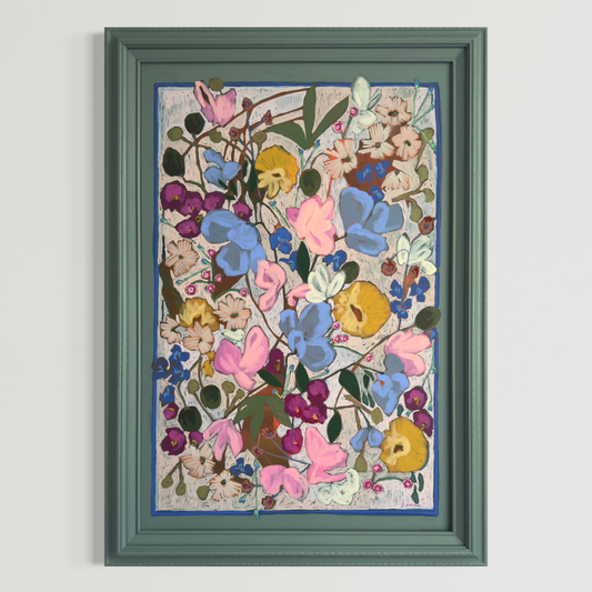 The Secret Index Original Acrylic Floral Painting 29.5”x41.5”