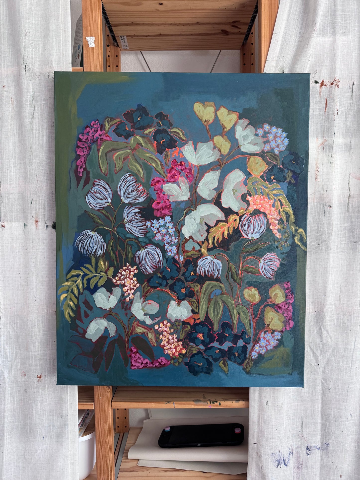 Just Before the Fireflies Original Acrylic Floral Painting 24”x30”