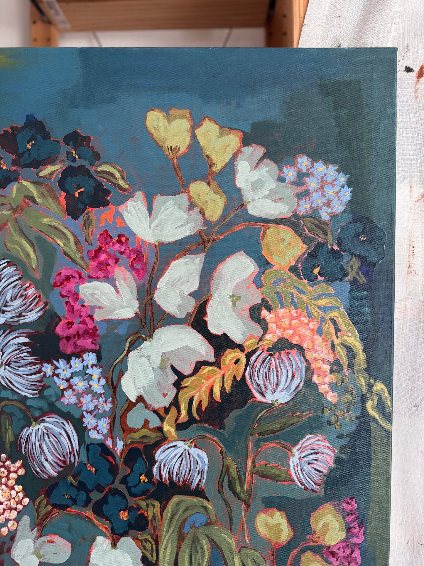 Just Before the Fireflies Original Acrylic Floral Painting 24”x30”