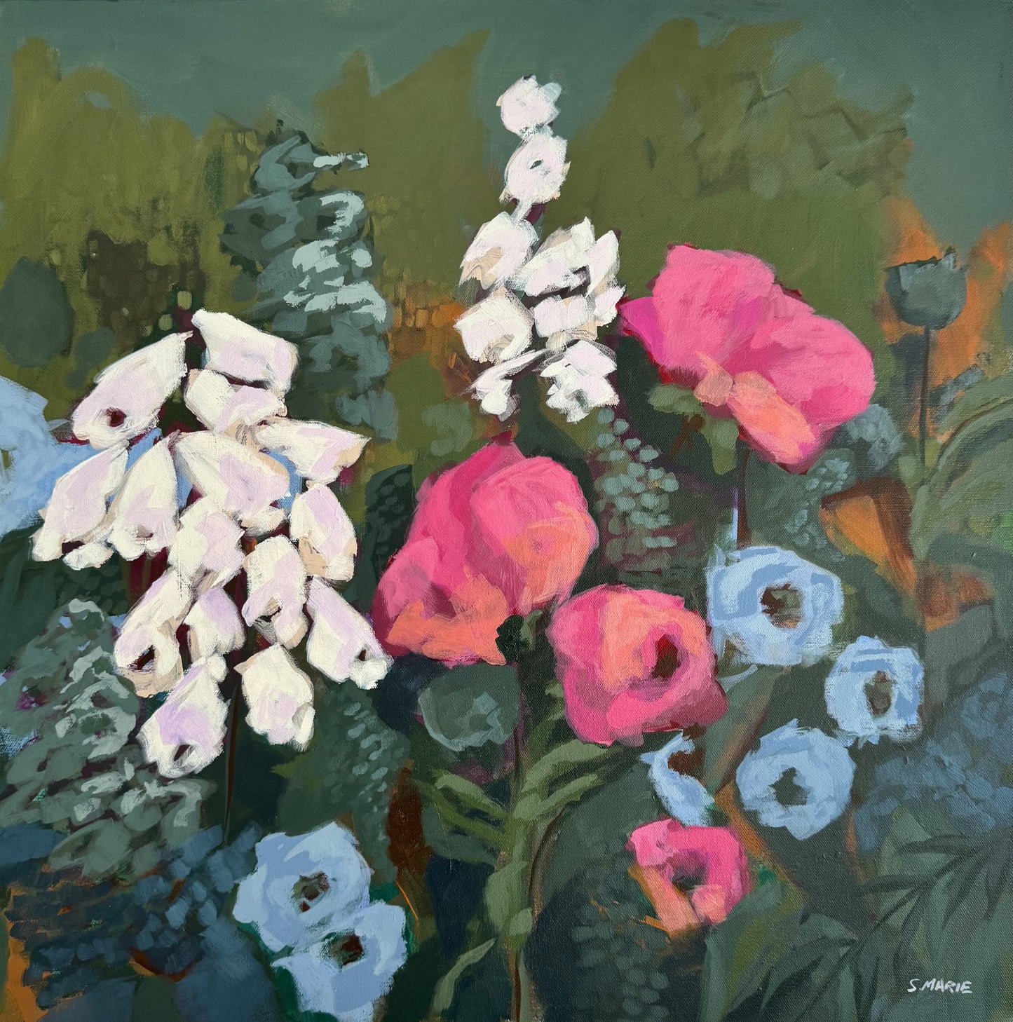 February’s Favor Original Acrylic Floral Painting 24”x24”