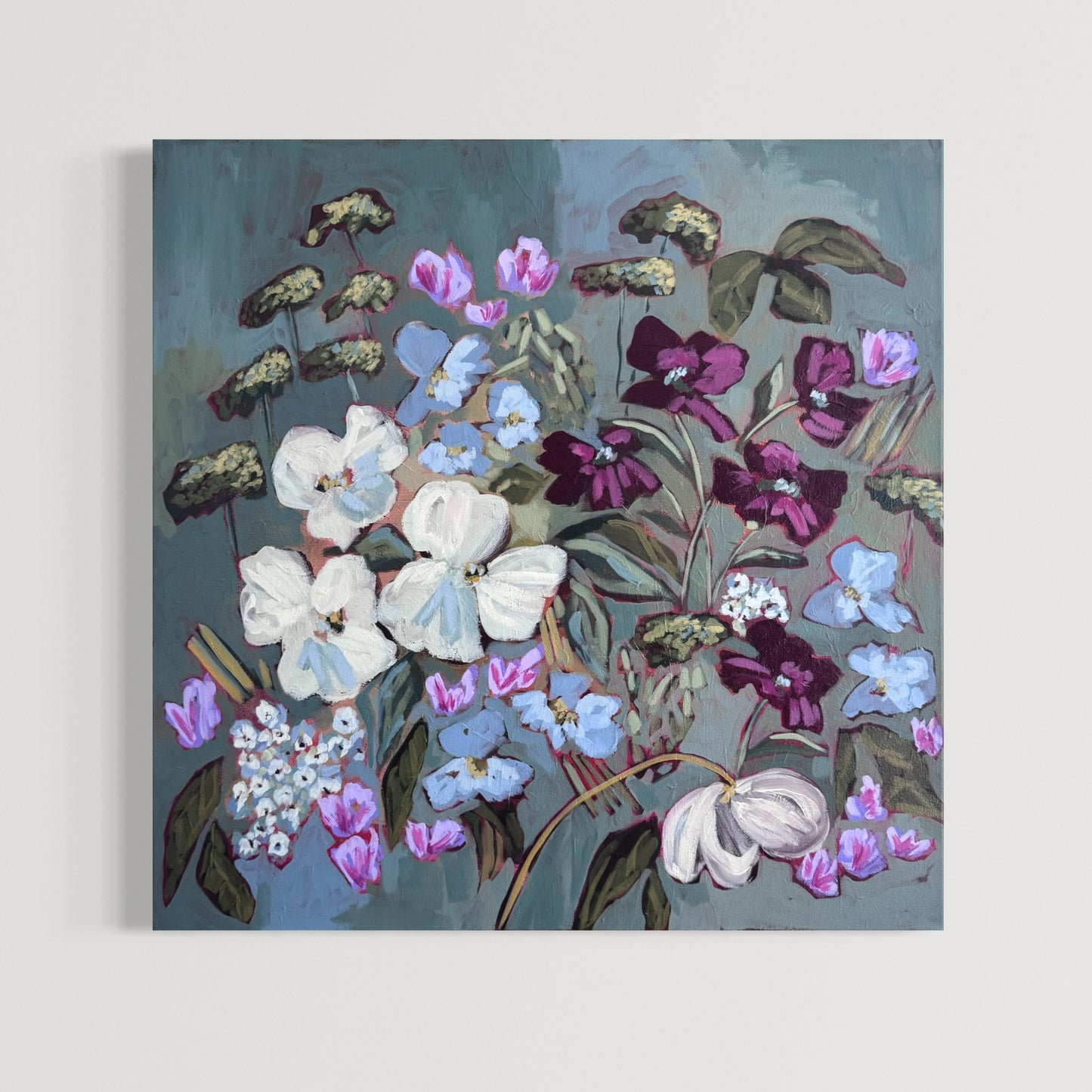 The Neighborhood Watch Original Acrylic Floral Painting 24”x24”
