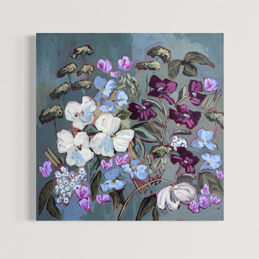 The Neighborhood Watch Original Acrylic Floral Painting 24”x24”