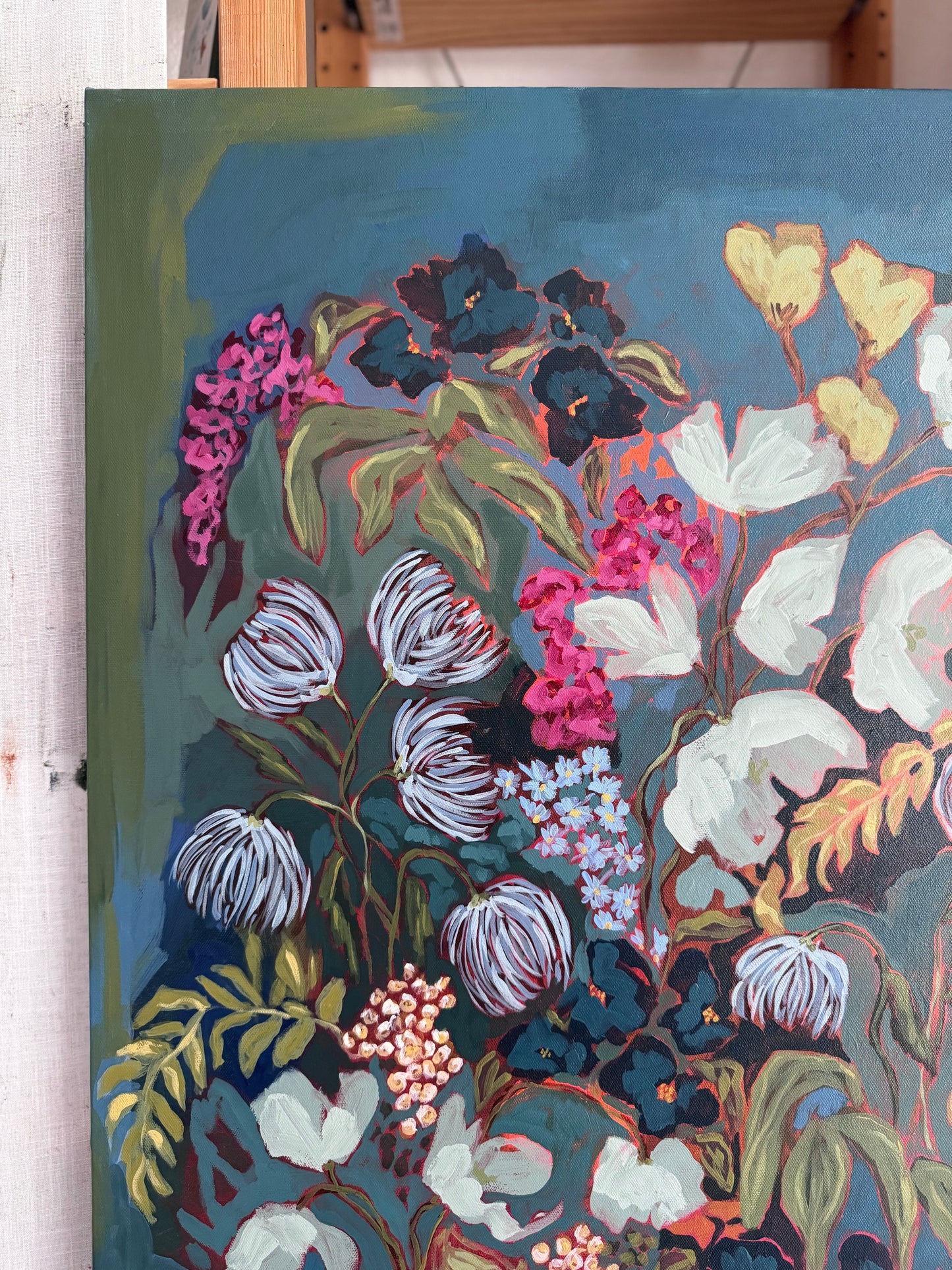 Just Before the Fireflies Original Acrylic Floral Painting 24”x30”