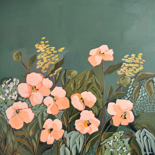 Aftertone Original Acrylic Floral Painting 30”x30”