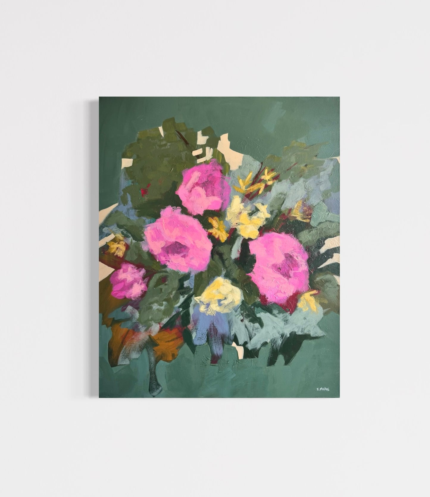 Broken Bloom Original Acrylic Floral Painting 24”x30”