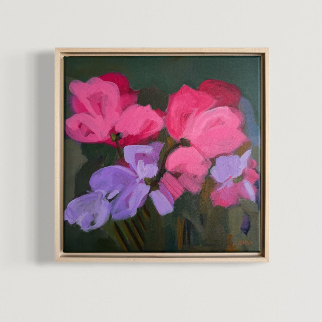 Put It In The Basket Original Acrylic Floral Painting 12”x12”