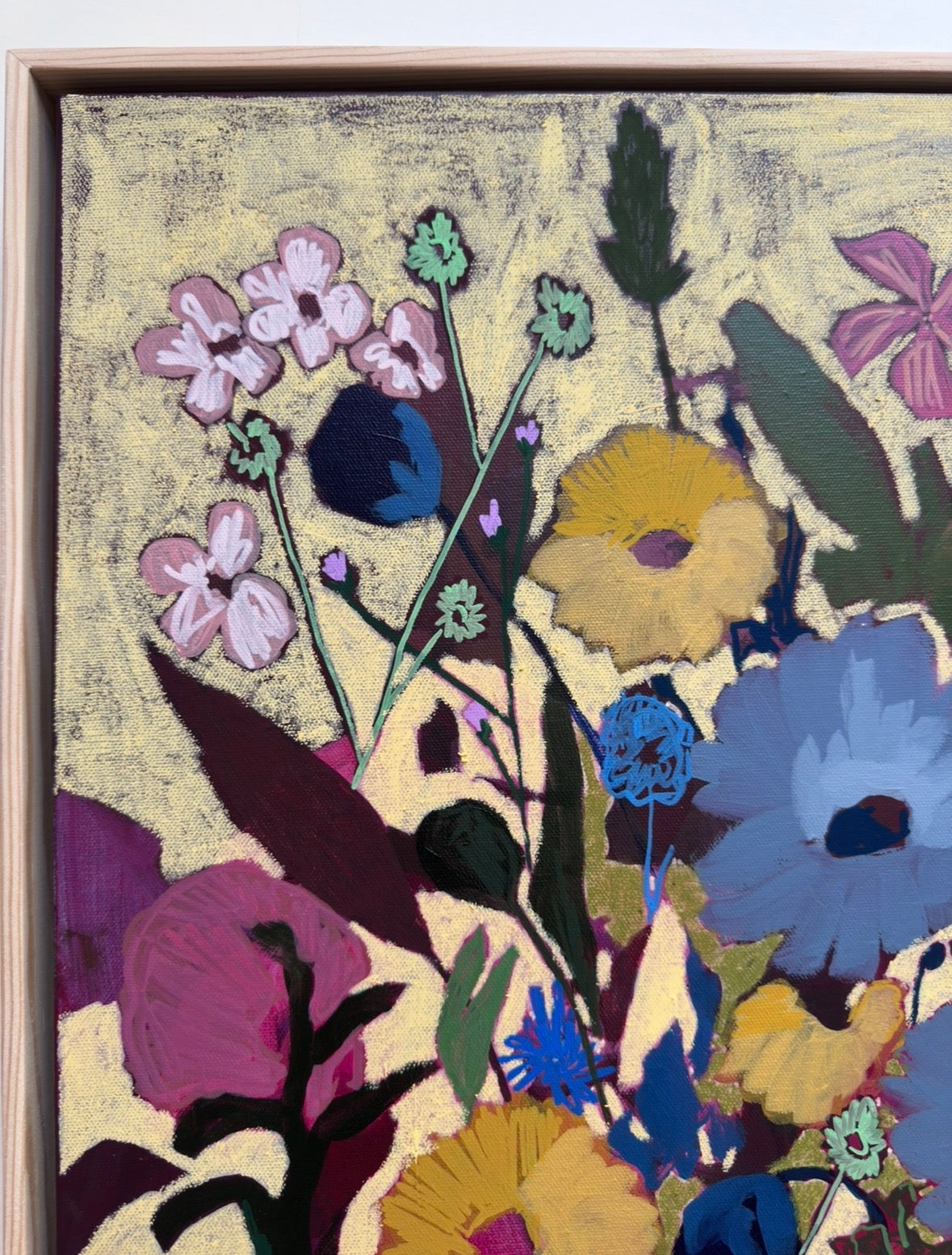 Cobalt, Among Other Things Original Acrylic Floral Painting 24”x24”
