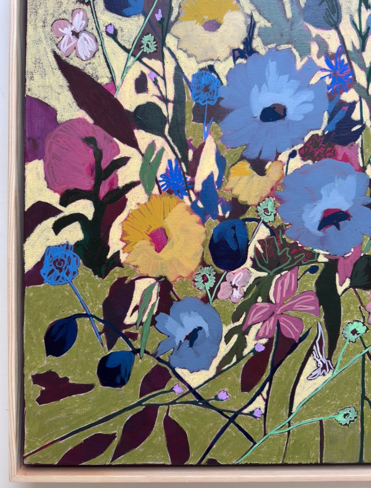 Cobalt, Among Other Things Original Acrylic Floral Painting 24”x24”