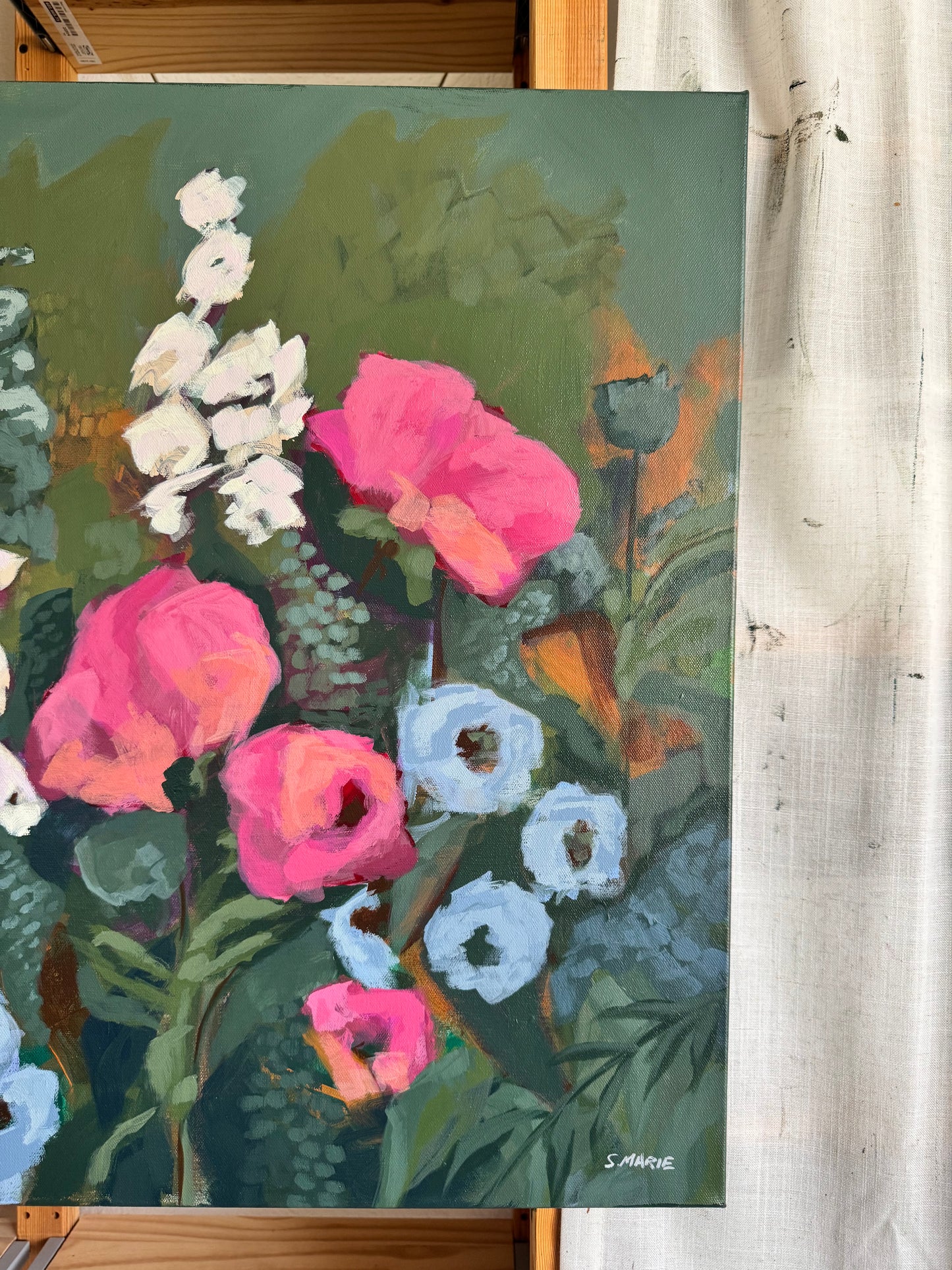 February’s Favor Original Acrylic Floral Painting 24”x24”