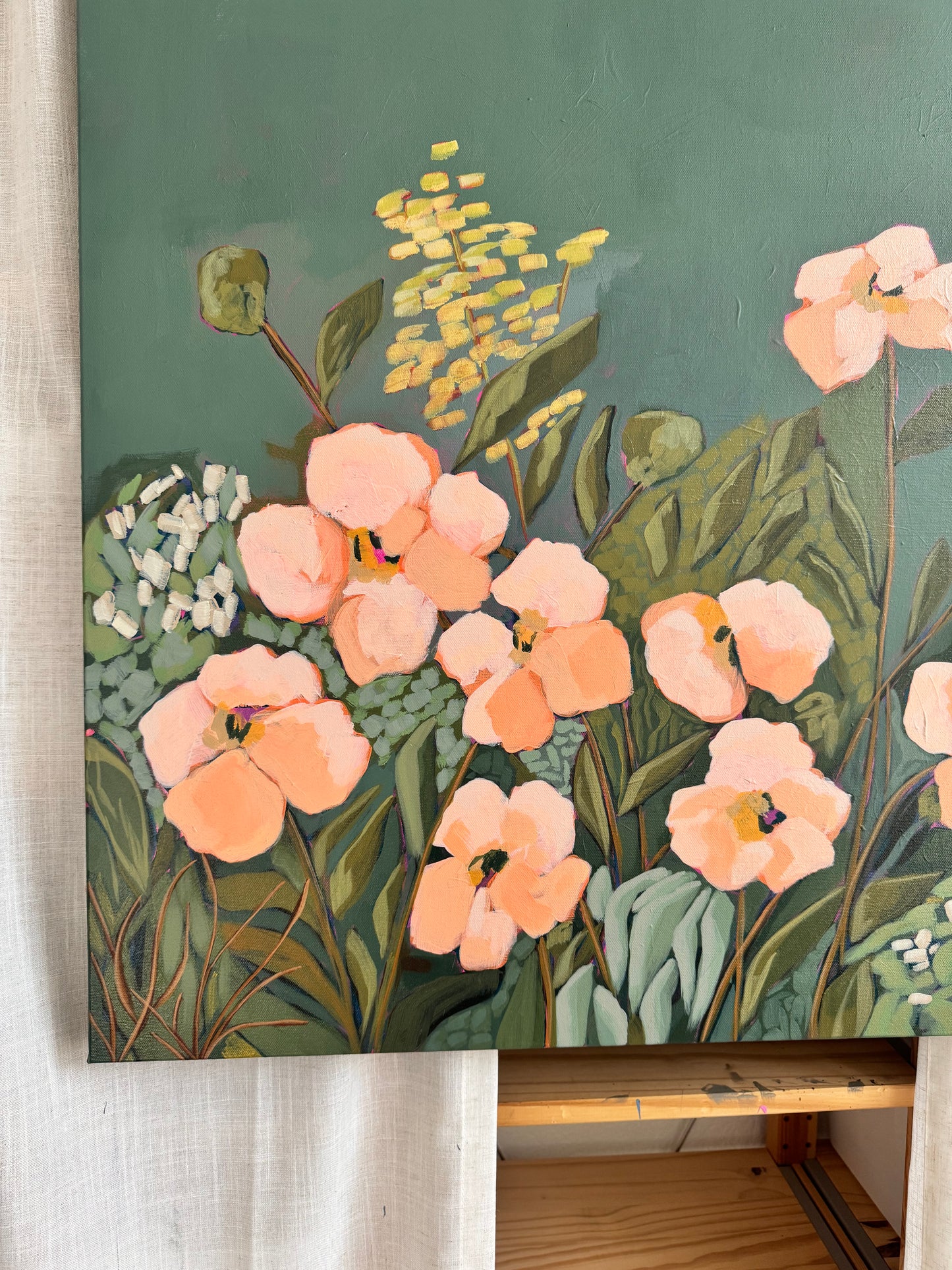 Aftertone Original Acrylic Floral Painting 30”x30”