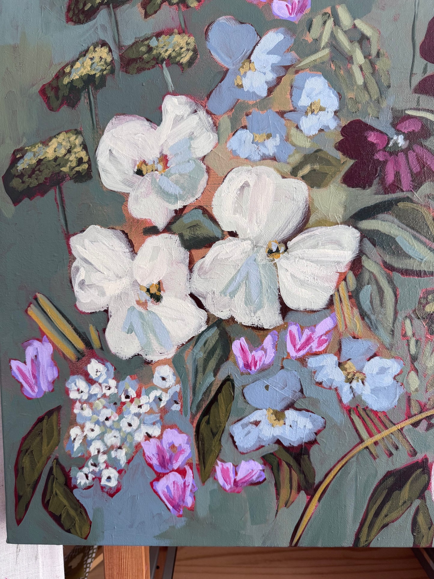 The Neighborhood Watch Original Acrylic Floral Painting 24”x24”