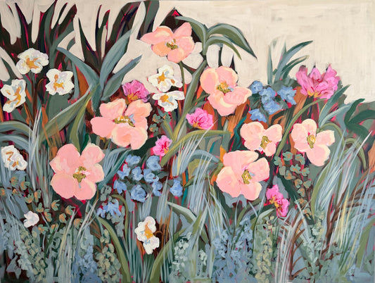 Wild Grace Floral Original Acrylic Painting 36”x48”