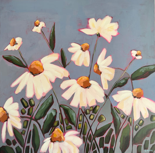 Golden Hearts Original Acrylic Floral Painting 30”x30”