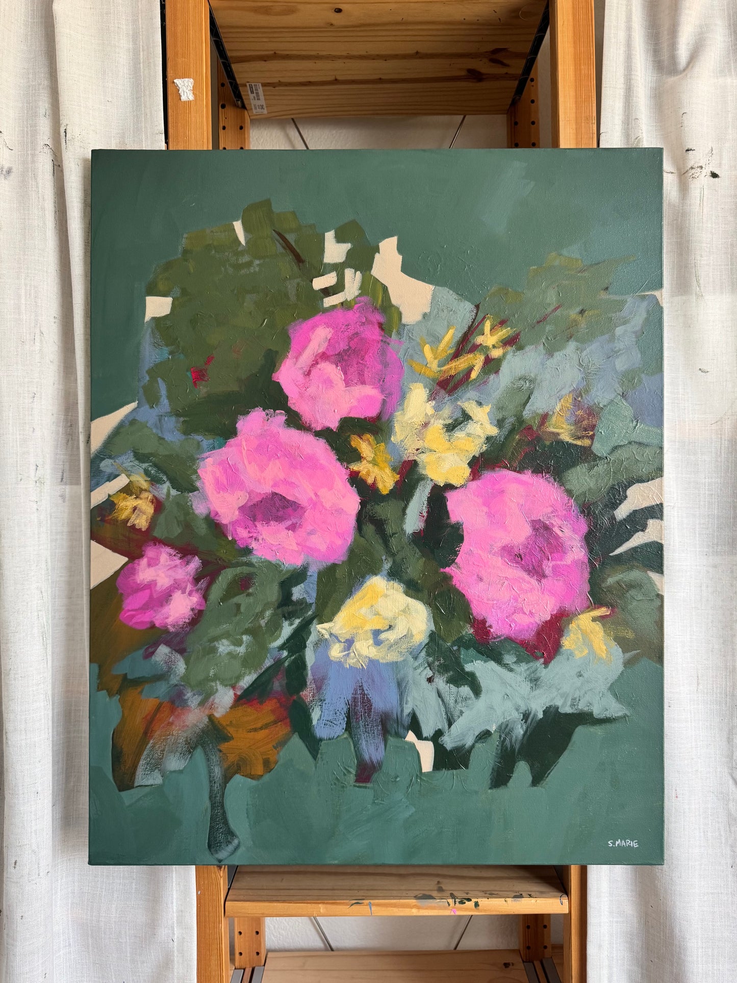 Broken Bloom Original Acrylic Floral Painting 24”x30”